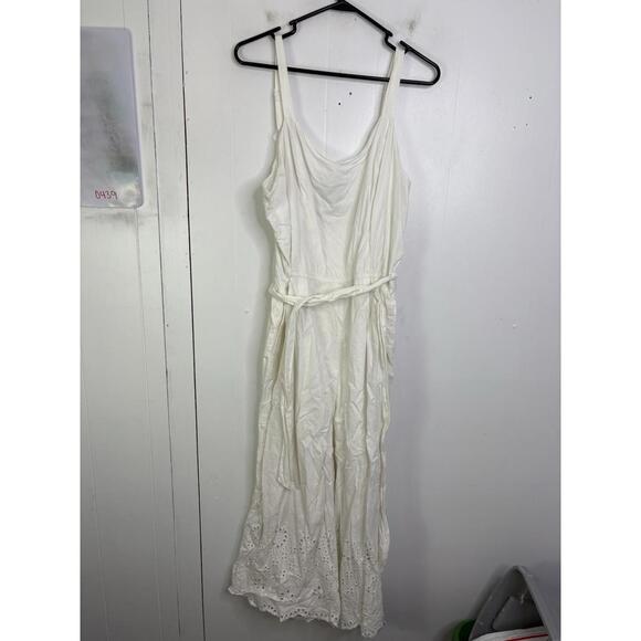 Lane Bryant Jumpsuit Womens 20 Eyelet Wide Leg Tie Stretch Waist Bridal Shower - Picture 2 of 9